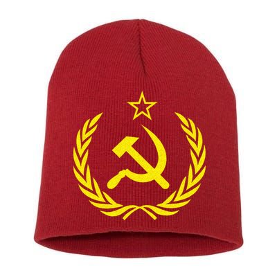 Hammer And Sickle Star CCCP Soviet Union Red Short Acrylic Beanie
