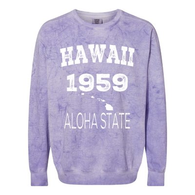 Hawaii Aloha State 1959 Vintage Established Sports Hawaiian Islands Hi Colorblast Crewneck Sweatshirt