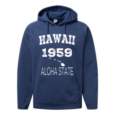 Hawaii Aloha State 1959 Vintage Established Sports Hawaiian Islands Hi Performance Fleece Hoodie