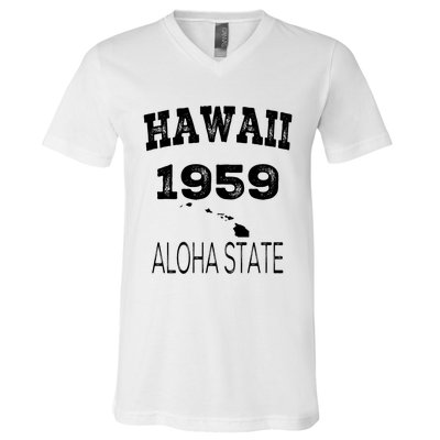 Hawaii Aloha State 1959 Vintage Established Sports Hawaiian Islands Hi V-Neck T-Shirt