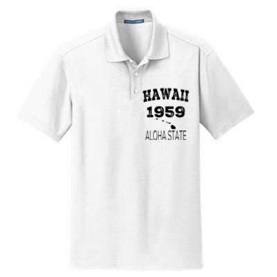 Hawaii Aloha State 1959 Vintage Established Sports Hawaiian Islands Hi Dry Zone Grid Polo