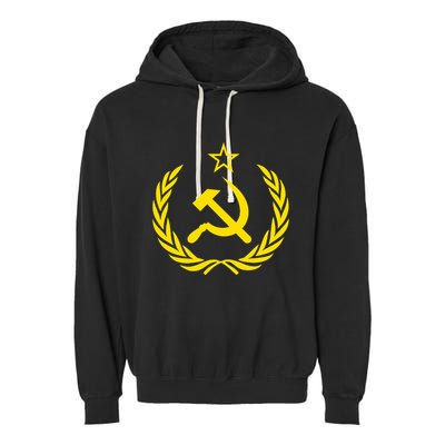 Hammer And Sickle Star Cccp Soviet Union Red Garment-Dyed Fleece Hoodie