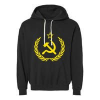 Hammer And Sickle Star Cccp Soviet Union Red Garment-Dyed Fleece Hoodie