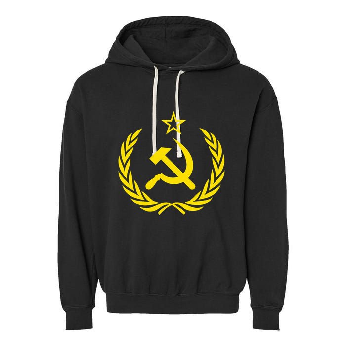 Hammer And Sickle Star Cccp Soviet Union Red Garment-Dyed Fleece Hoodie