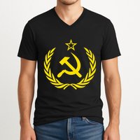 Hammer And Sickle Star Cccp Soviet Union Red V-Neck T-Shirt