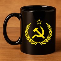 Hammer And Sickle Star Cccp Soviet Union Red 11oz C Handle Ceramic Mug