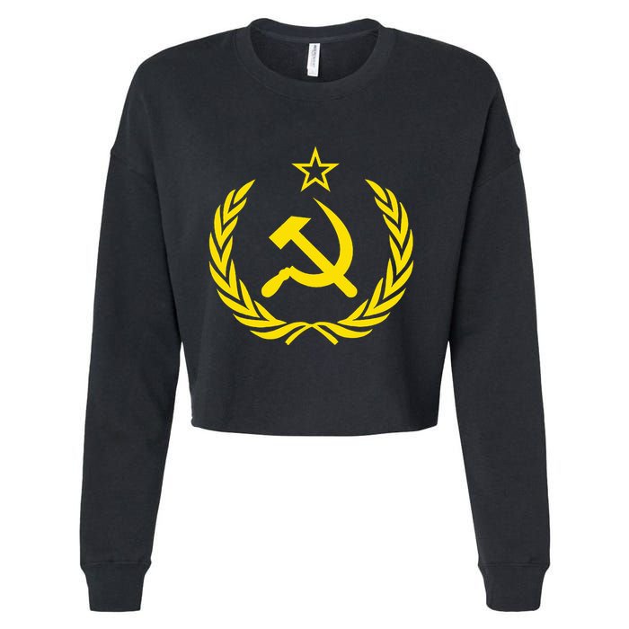 Hammer And Sickle Star Cccp Soviet Union Red Cropped Pullover Crew