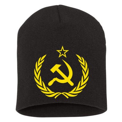 Hammer And Sickle Star Cccp Soviet Union Red Short Acrylic Beanie
