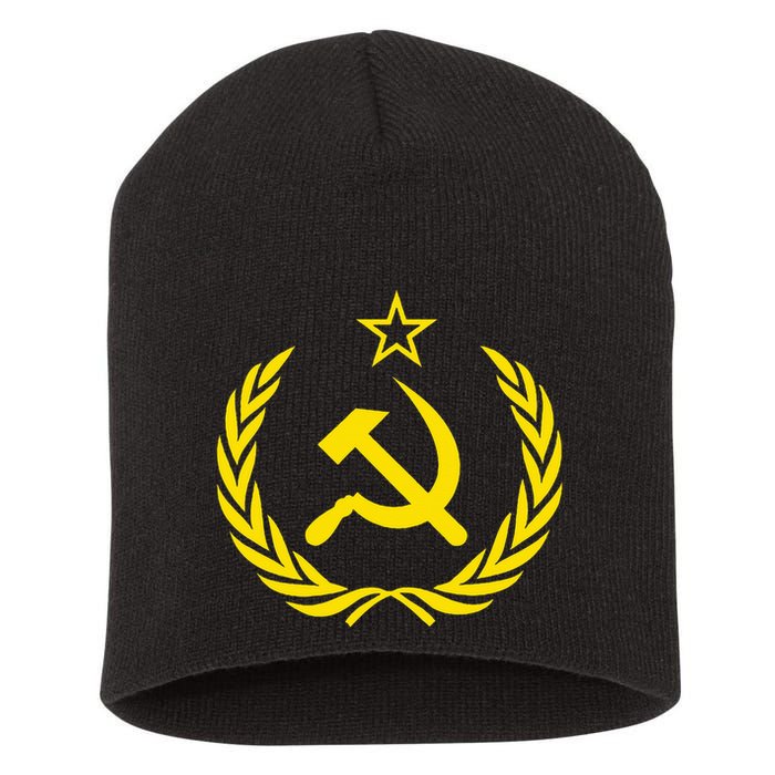 Hammer And Sickle Star Cccp Soviet Union Red Short Acrylic Beanie