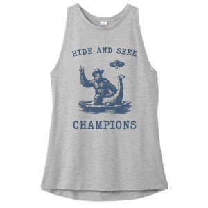 Hide And Seek Ufo Retro Bigfoot Ladies PosiCharge Tri-Blend Wicking Tank