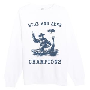 Hide And Seek Ufo Retro Bigfoot Premium Crewneck Sweatshirt