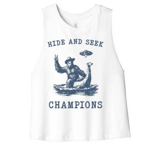 Hide And Seek Ufo Retro Bigfoot Women's Racerback Cropped Tank