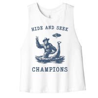 Hide And Seek Ufo Retro Bigfoot Women's Racerback Cropped Tank