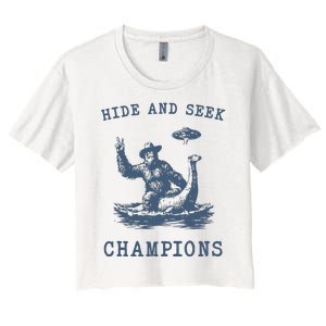 Hide And Seek Ufo Retro Bigfoot Women's Crop Top Tee