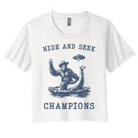 Hide And Seek Ufo Retro Bigfoot Women's Crop Top Tee