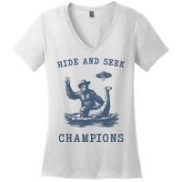 Hide And Seek Ufo Retro Bigfoot Women's V-Neck T-Shirt