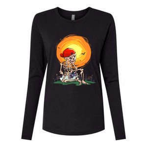 Halloween Awesome Skeleton Gamer Gaming Gift Womens Cotton Relaxed Long Sleeve T-Shirt