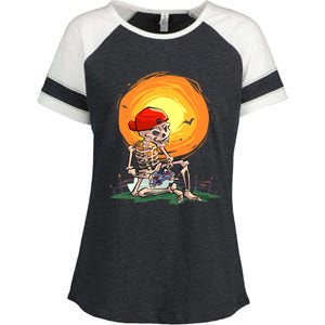 Halloween Awesome Skeleton Gamer Gaming Gift Enza Ladies Jersey Colorblock Tee