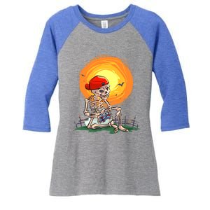 Halloween Awesome Skeleton Gamer Gaming Gift Women's Tri-Blend 3/4-Sleeve Raglan Shirt