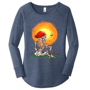 Halloween Awesome Skeleton Gamer Gaming Gift Women's Perfect Tri Tunic Long Sleeve Shirt