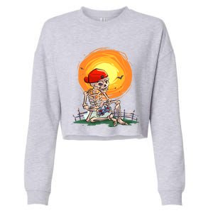 Halloween Awesome Skeleton Gamer Gaming Gift Cropped Pullover Crew