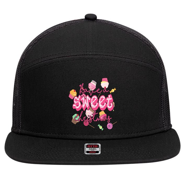 Have A Sweet Christmas Cute Candy 7 Panel Mesh Trucker Snapback Hat