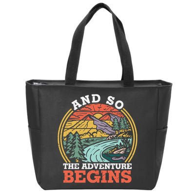 Humor And So The Adventure Begins Vintage Retro Zip Tote Bag