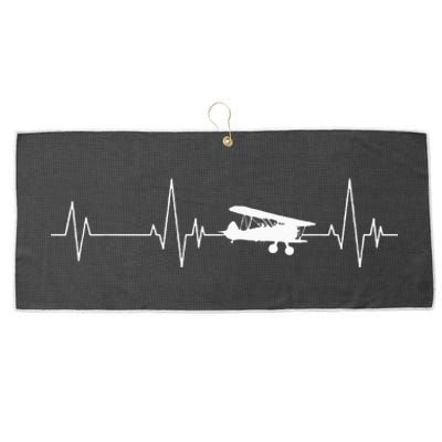 Heartbeat Airplane Single Engine EKG Aviator Flying Pilot Large Microfiber Waffle Golf Towel