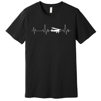 Heartbeat Airplane Single Engine EKG Aviator Flying Pilot Premium T-Shirt