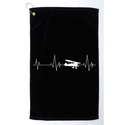 Heartbeat Airplane Single Engine EKG Aviator Flying Pilot Platinum Collection Golf Towel