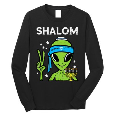 Hanukkah Alien Shalom Chanukah Jewish Space  Long Sleeve Shirt