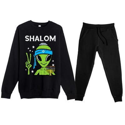 Hanukkah Alien Shalom Chanukah Jewish Space  Premium Crewneck Sweatsuit Set