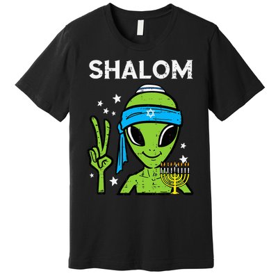 Hanukkah Alien Shalom Chanukah Jewish Space  Premium T-Shirt