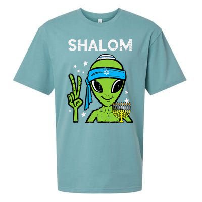 Hanukkah Alien Shalom Chanukah Jewish Space  Sueded Cloud Jersey T-Shirt