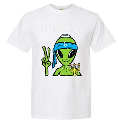 Hanukkah Alien Shalom Chanukah Jewish Space  Garment-Dyed Heavyweight T-Shirt