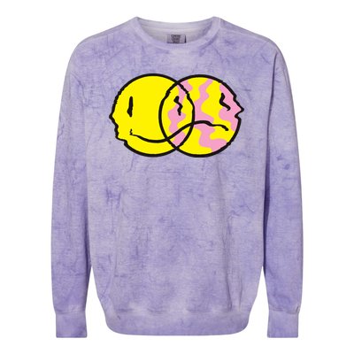 Happy And Sad Emoji Colorblast Crewneck Sweatshirt