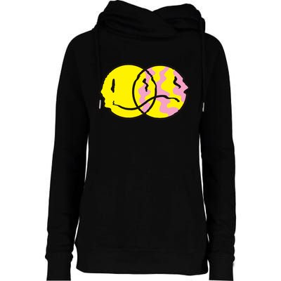 Happy And Sad Emoji Womens Funnel Neck Pullover Hood