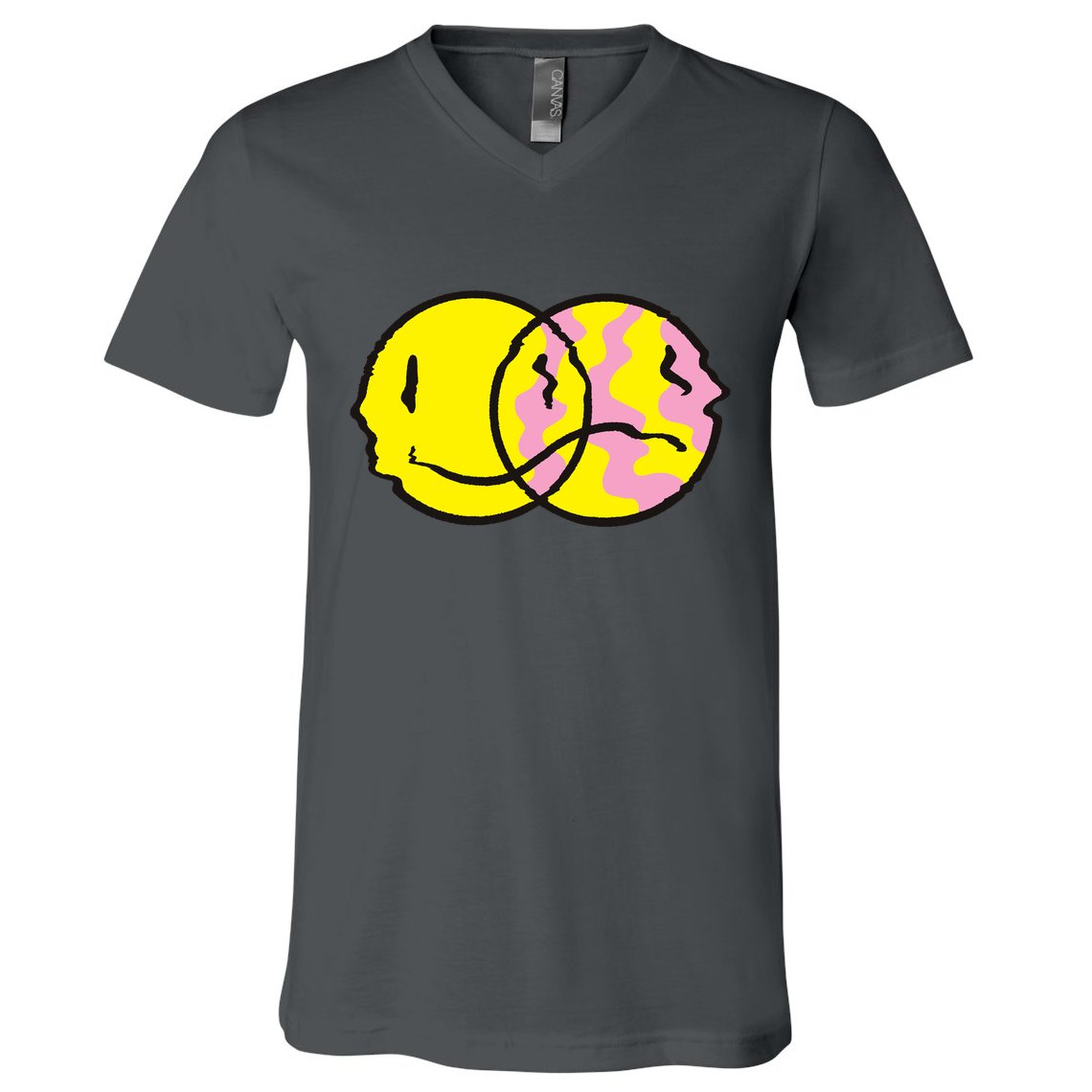 Happy And Sad Emoji V-Neck T-Shirt