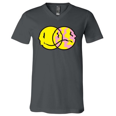 Happy And Sad Emoji V-Neck T-Shirt