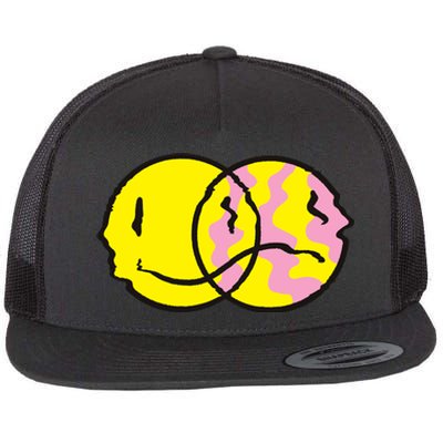 Happy And Sad Emoji Flat Bill Trucker Hat