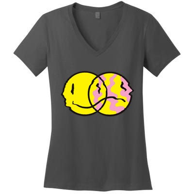 Happy And Sad Emoji Women's V-Neck T-Shirt