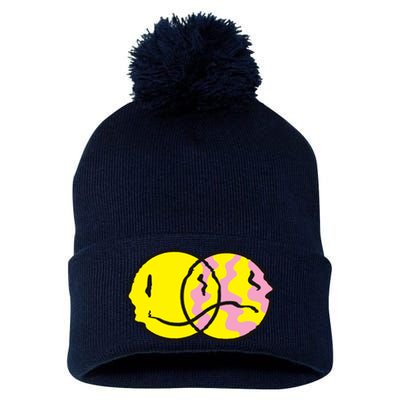 Happy And Sad Emoji Pom Pom 12in Knit Beanie