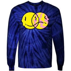 Happy And Sad Emoji Tie-Dye Long Sleeve Shirt