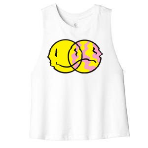 Happy And Sad Emoji Women's Racerback Cropped Tank