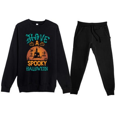 Have A Spooky Halloween Typography Lettering Premium Crewneck Sweatsuit Set