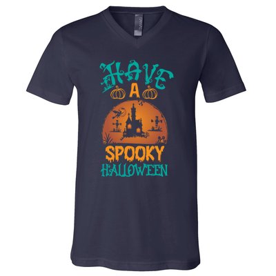 Have A Spooky Halloween Typography Lettering V-Neck T-Shirt