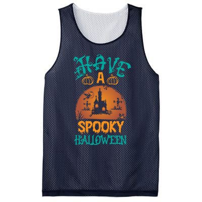 Have A Spooky Halloween Typography Lettering Mesh Reversible Basketball Jersey Tank