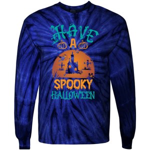 Have A Spooky Halloween Typography Lettering Tie-Dye Long Sleeve Shirt