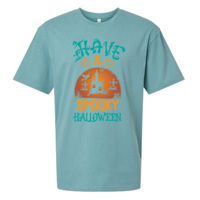 Have A Spooky Halloween Typography Lettering Sueded Cloud Jersey T-Shirt