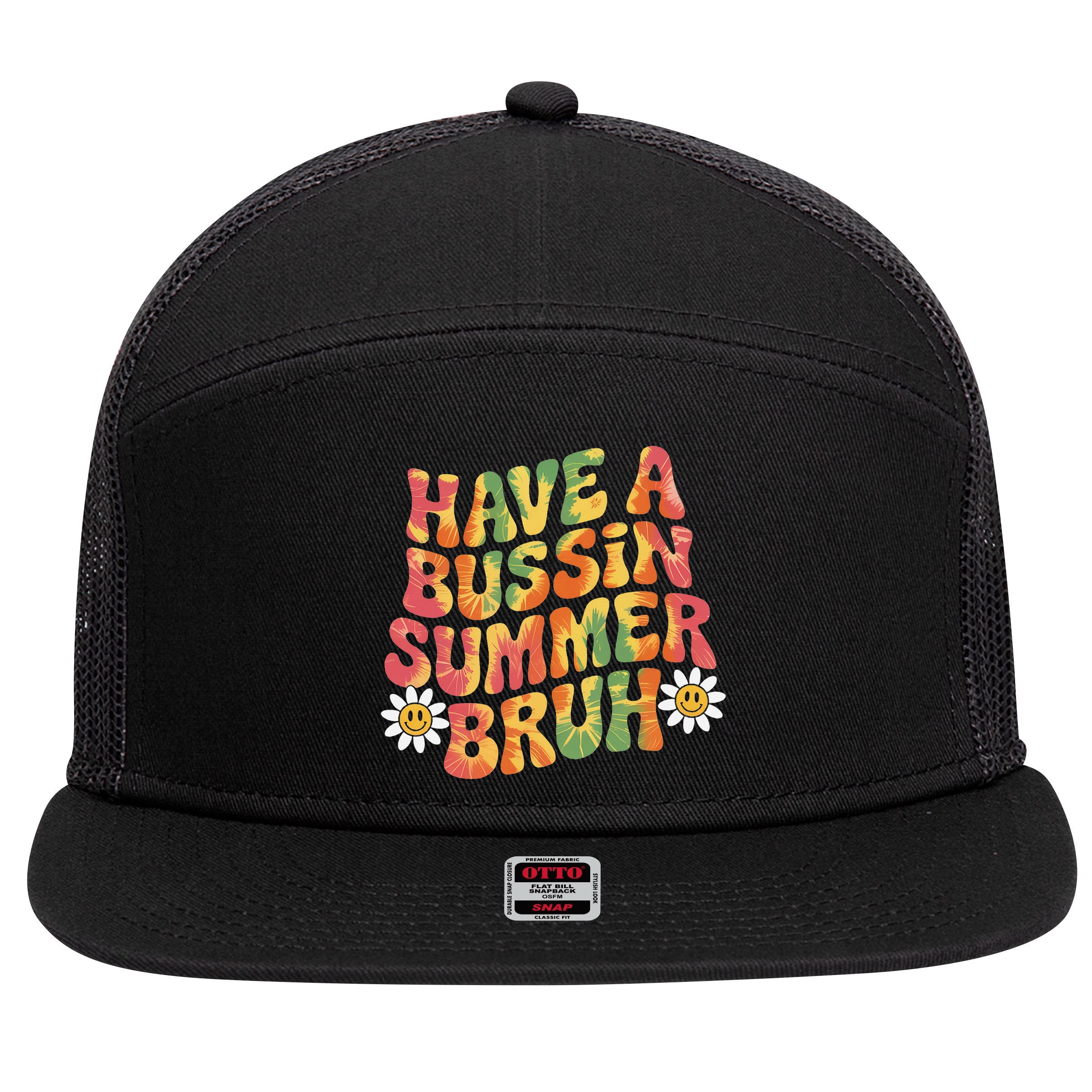 Have A Summer Bruh Funny Teacher Last Day Of School 7 Panel Mesh Trucker Snapback Hat
